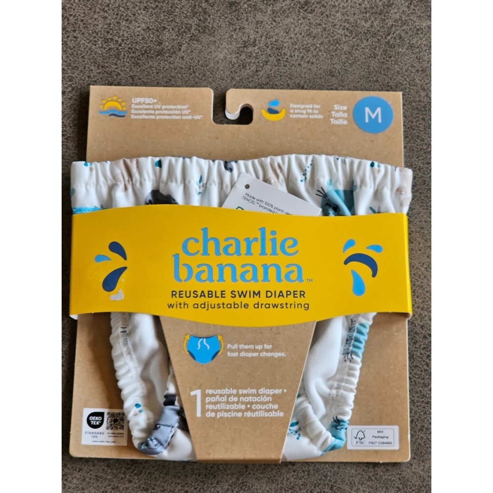 Charlie Banana Swim Diaper Medium (16-28lbs) Reusable‎ Seally Seal Washable NEW